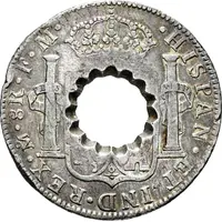 11 Bits Crenated center hole in Mexico 8 Reales, KM# 108