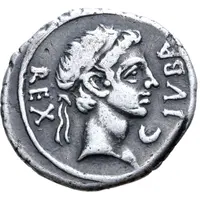 Denarius - Juba II and Cleopatra Selene Caesarea