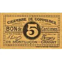 5 Centimes - Chambre de Commerce de Montluçon - Gannat 03