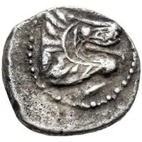 Silver 5 Asses Lion's head series II: facing right