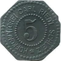 5 Pfennigs - Schleiz Hofkonditorei Carl Ried'l