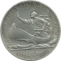 5 Lire - Pivs XI Jubilee