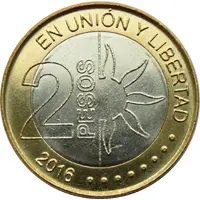 2 Pesos Bicentennial of the Declaration of Independence Argentina