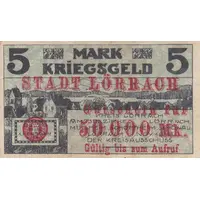 50 000 Mark overstamp on 5 Mark district issue