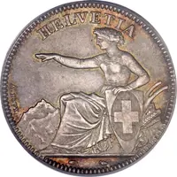 2 Francs Helvetia seated, 90% silver