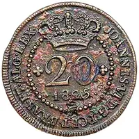 20 Réis - Pedro V Countermarked with 'Small Crown'