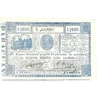 5 Pesos Tesoro Nacional - Blue type