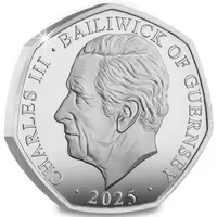 50 Pence - Charles III Victory - Railway station evacuees, Silver with gold plating