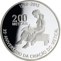 200 Meticais 35 years of Metical, Silver Proof issue
