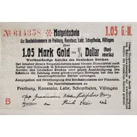 1.05 Mark Gold / 1/4 Dollar Handelskammern Freiburg, Konstanz, Lahr, Schopfheim, Villingen