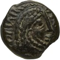Bronze with lion in the name of Aulus Hirtius and Coriarcos