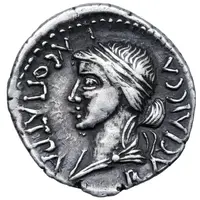 Denarius - Juba II and Cleopatra Selene Caesarea