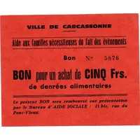 Billet de nécessité 5 Francs Carcassonne