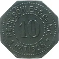 10 Pfennigs - Ratibor Gebr. Böhler & Co. A.G.