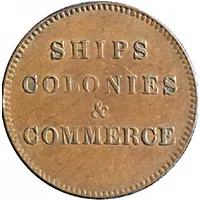 1/2 Penny Ships, Colonies and Commerce - Cut knob ampersand