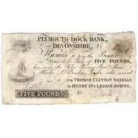 5 Pounds Plymouth Dock Bank, Devonshire