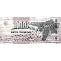 1000 Krónur Type 2, thick security thread, enhanced security features