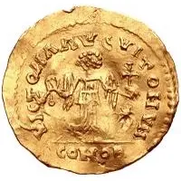 1 Tremissis In the name of Justinian I, Parallel tassels