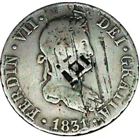 2 Reales Countermark on Spanish - Seville 2 Reales, KM#460.3