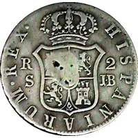 2 Reales Countermark on Spanish - Seville 2 Reales, KM#460.3