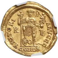 Solidus In the name of Valentinian III