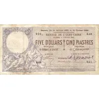 5 Dollars / 5 Piastres