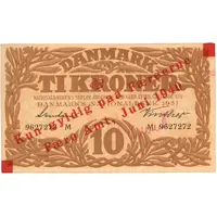 10 Kroner Heilmann type III, overprint, handwritten signature