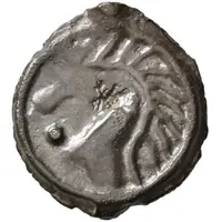 Potin with Indian head on the left and horse