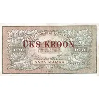 1 Kroon overprint on 100 Marka