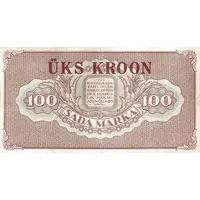 1 Kroon overprint on 100 Marka