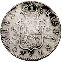 2 Reales Countermark on Spanish 2 Reales KM#464