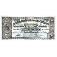 5 Dollars Government of Newfoundland, Cash Note