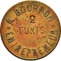 10 Centimes - Bourdon Entrepeneur - Tunis Countermarked '2'