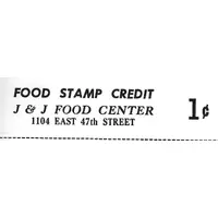 1 Cent - Food Stamp Scrip J & J Food Center