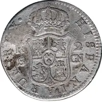 2 Reales Countermark on Spain - Seville 2 Reales KM# 430.2