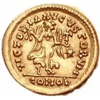 1 Tremissis In the name of Anastasius I, One star right, Rome
