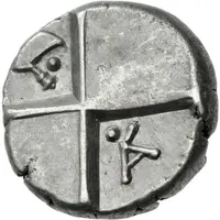 Hemidrachm Sickle Dot/Dot AΓ Monogram