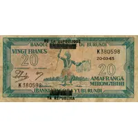 20 Francs overprint
