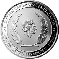 2 Dollars - Elizabeth II Sisserou Parrot, Colourised