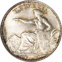 1 Franc Helvetia seated, 90% silver
