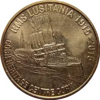 Monnaie de Paris Tourist Token - Hibernia Collection Cobh Heritage Centre - Cork - RMS Lusitania 1915-2015