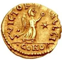 1 Tremissis In the name of Justin I, Lyon