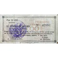 1 Peso La Jefatura De Hacienda en el Estado de Sonora