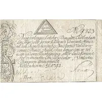 1 Rigsdaler Courant - Christian VII Backprint on Danish note, white paper