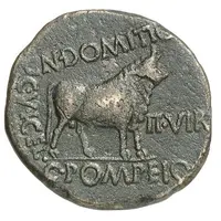 As - Augustus CN DOMITIO C V I CEL II VIR C POMPEIO