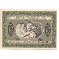 75 Pfennig O. Försterling und Sohn, Hotel und Kaffee Kaiserhof