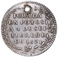 1 Sol - Andrés de Santa Cruz national sovereignty to the three powers of the state - Monetary Medal