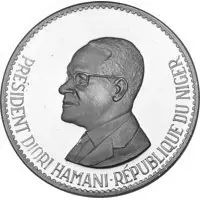 100 Francs Diori Hamani, silver essai