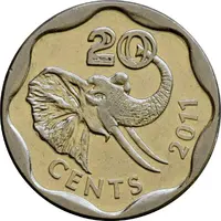 20 Cents - Mswati III 2nd portrait, small type