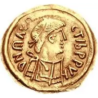 1 Tremissis In the name of Maurice Tiberius, Victory with full face, without N in field